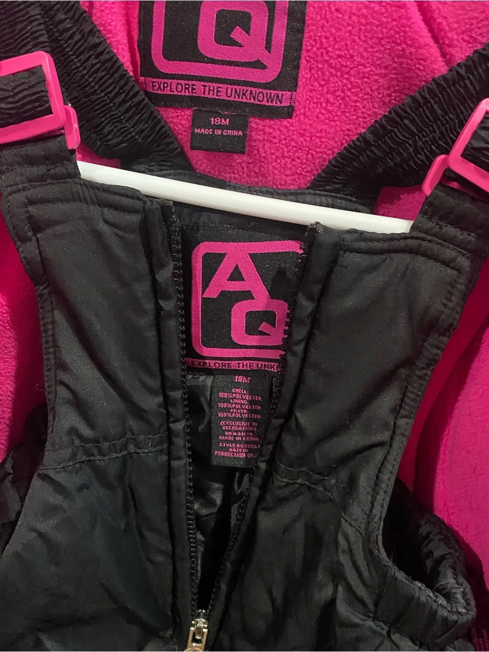 AG Pink & Black Kids Snow Bib with Heart-Print Jacket